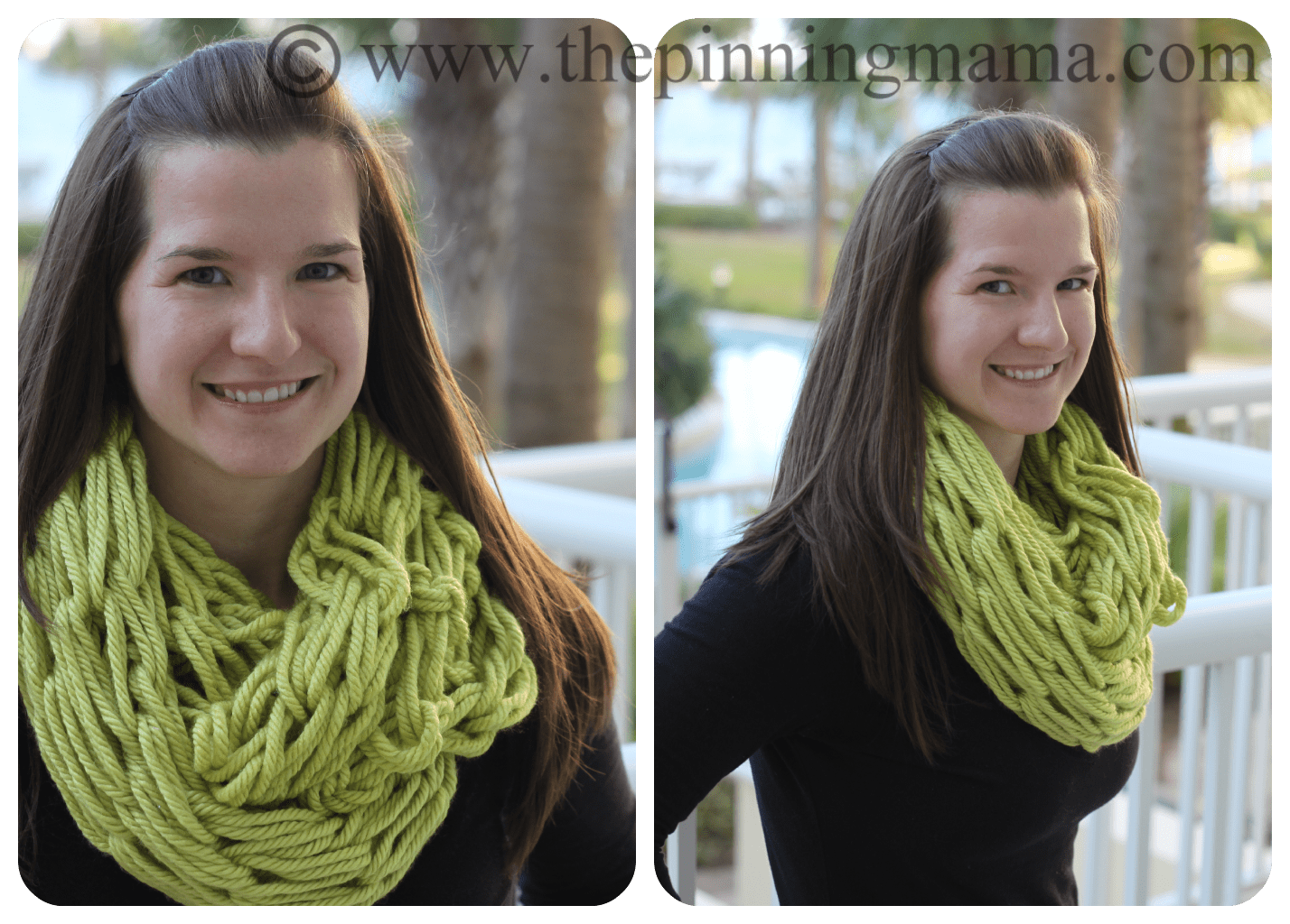 Infinity Scarf Made with Arm Knitting by www.thepinningmama.com