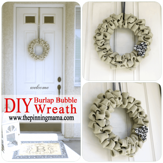 Burlap bubble wreath, DIY, wreath, burlap, natural, easy wreath