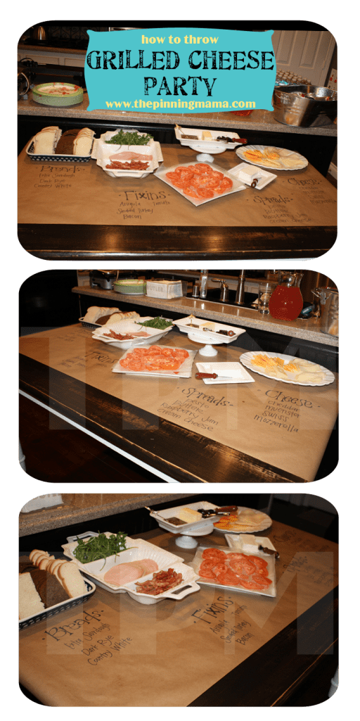 grilled cheese party, group party ideas, interactive dinner, grilled cheese sandwich, yummy party idea, cooking for a crowd, host a party