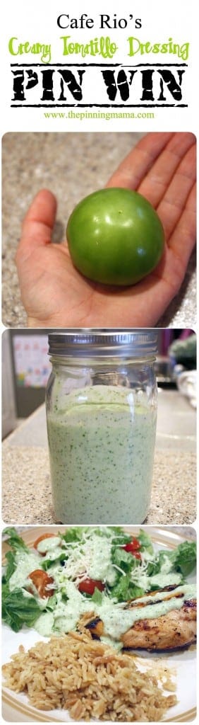 cafe rio copy cat recipes, tomatillo ranch dressing, creamy tomatillo dressing, homemade dressing, salad recipes, pin test, pin win