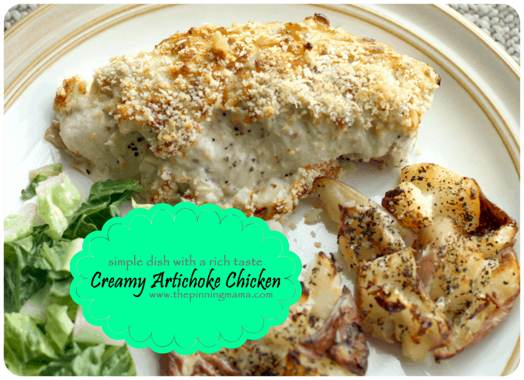 Creamy Artichoke Chicken www.thepinningmama.com creamy artichoke chicken, chicken, creamy, artichoke, healthy, easy, quick chicken ideas, chicken dinner