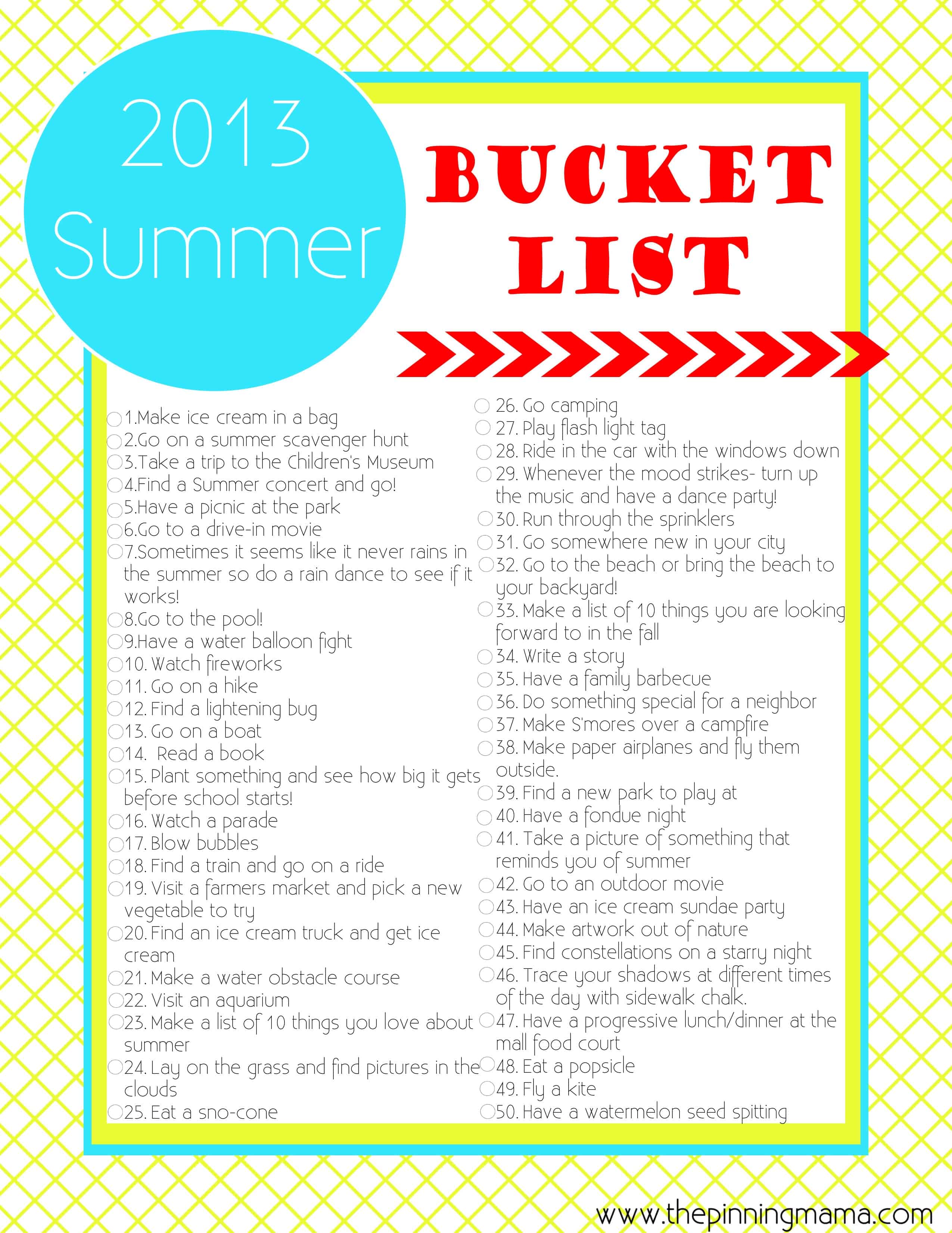 Summer Bucket List 50 Summer Ideas and Activities for Kids with Free