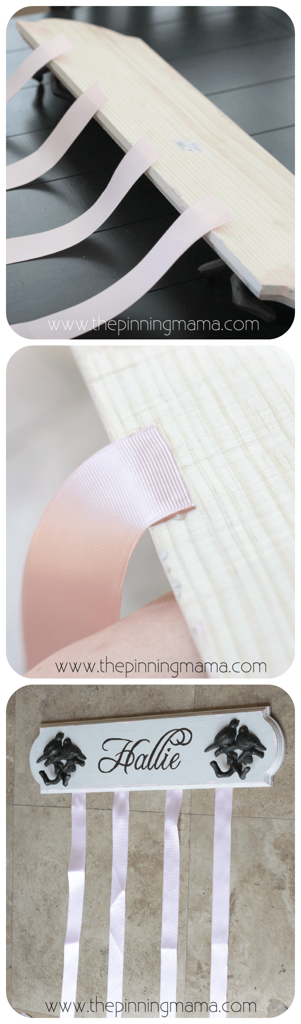 How to make a hanging bow board organizer by www.thepinningmama.com