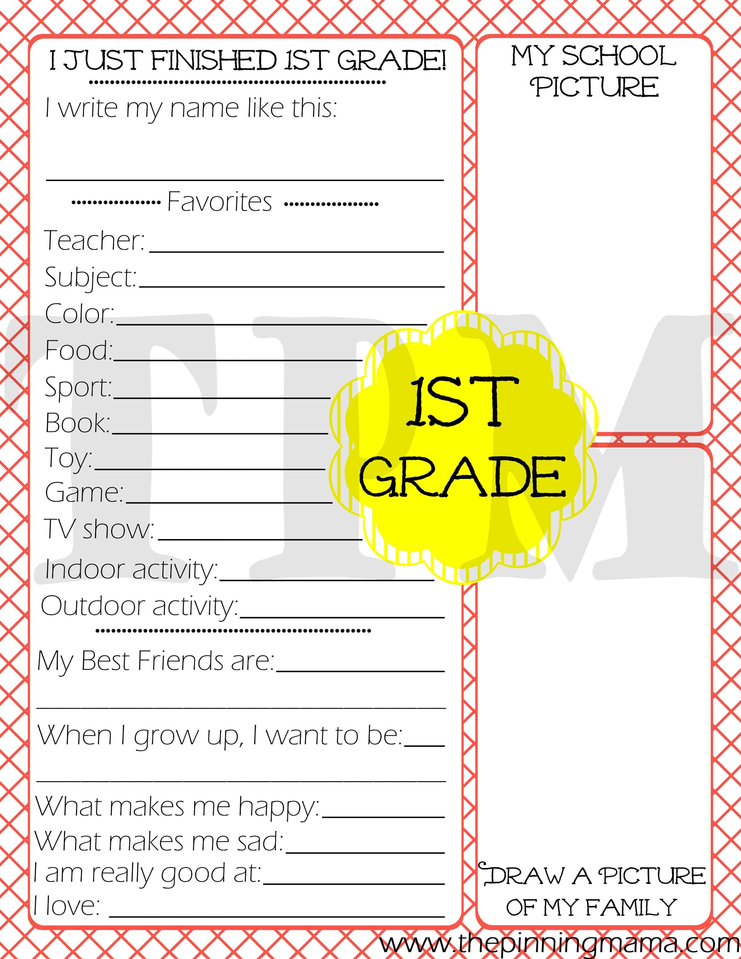{Free Printables} Kid's End of School Year Interview • The Pinning Mama