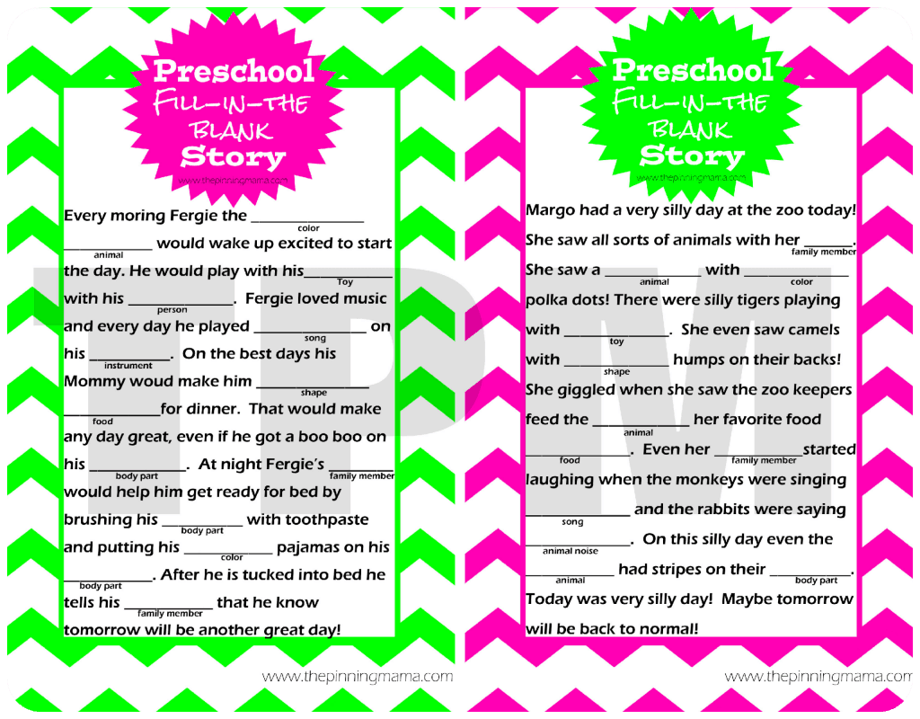 Mad Libs Style Story for Preschoolers by www.thepinningmama.com