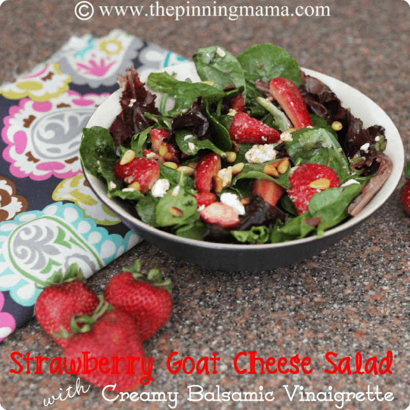 {Summer Salads} Strawberry Goat Cheese Salad with Creamy Balsamic Vinaigrette by www.thepinningmama.com