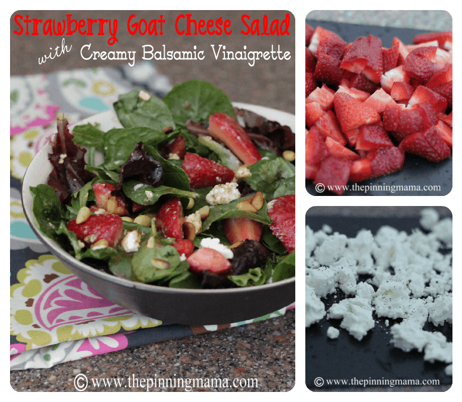 {Summer Salads} Strawberry Goat Cheese Salad with Creamy Balsamic Vinaigrette by www.thepinningmama.com