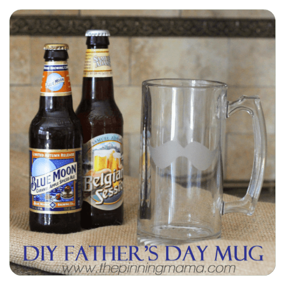 Father's Day Gift DIY Glass Etched Mustache Mugs by www.thepinningmama.com