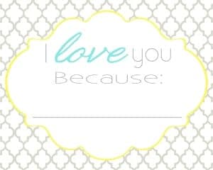 Free Printable I Love You Because in a Dry Erase Frame | The Pinning Mama