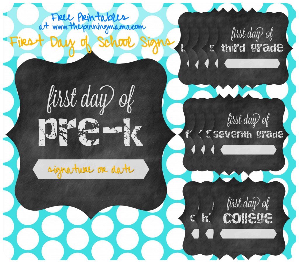 First day of school printable collection www.thepinningmama.com