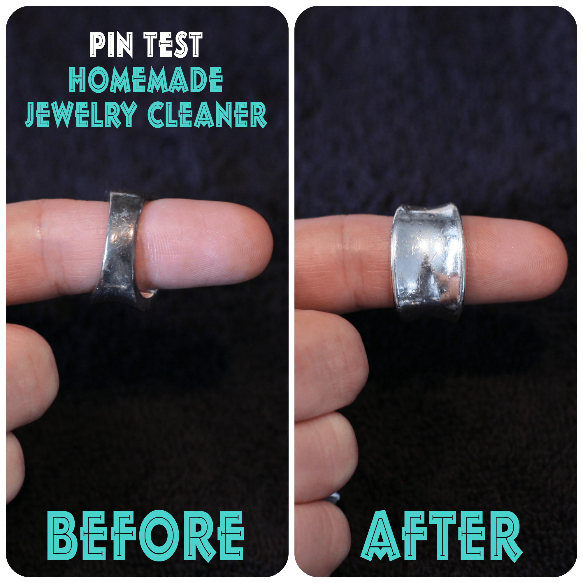 before and after homemade jewelry cleaner www.thepinningmama.com