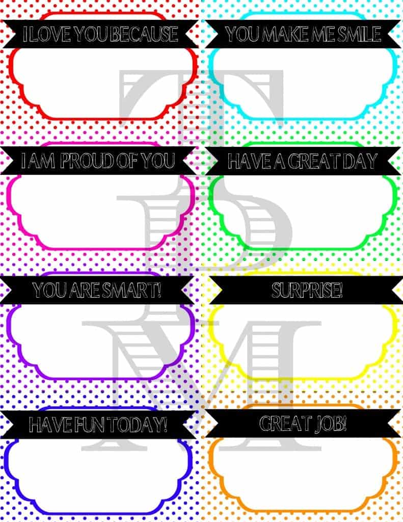 Free Printable Lunch Box Notes - click here to downoad