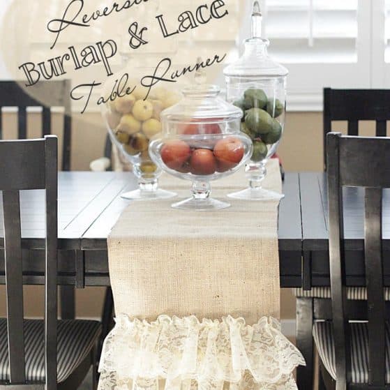 Easy Reversible Burlap and Lace Table Runner by www.thepinningmama.com