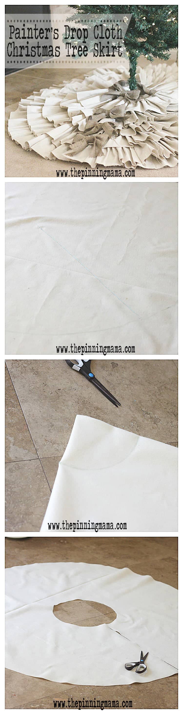 DIY Drop Cloth & Burlap Christmas Tree Skirt by www.thepinningmama.com