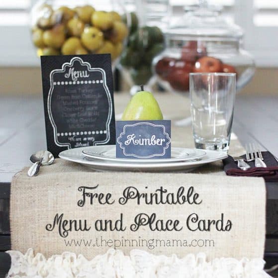 Free Printable Chalkboard Menu and Place Card --->click here for free download