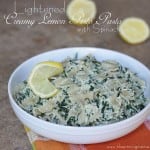 Light Creamy Lemon Pesto Pasta with Spinach click here for recipe!