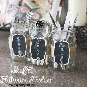 Mason Jar Silverware holder for buffet