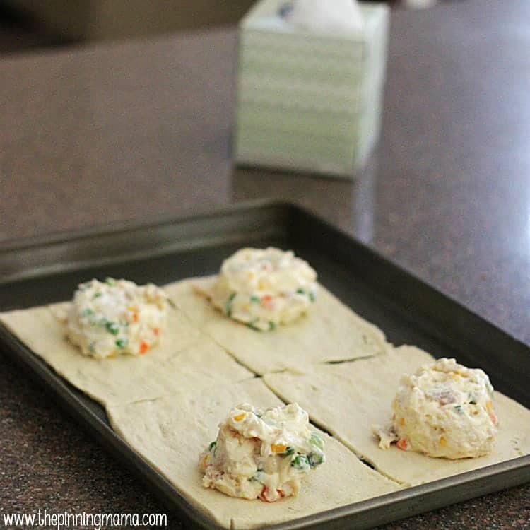 5 ingredient Easy Chicken Pot Pie Pockets - click here for recipe