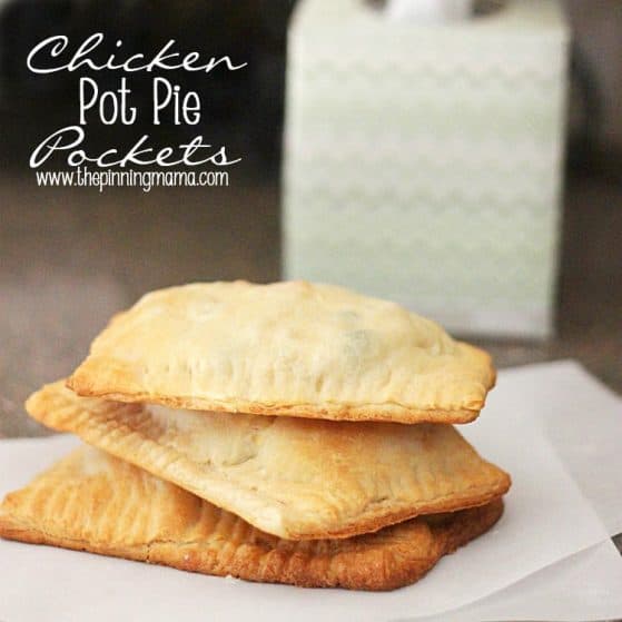 5 ingredient Easy Chicken Pot Pie Pockets - click here for recipe