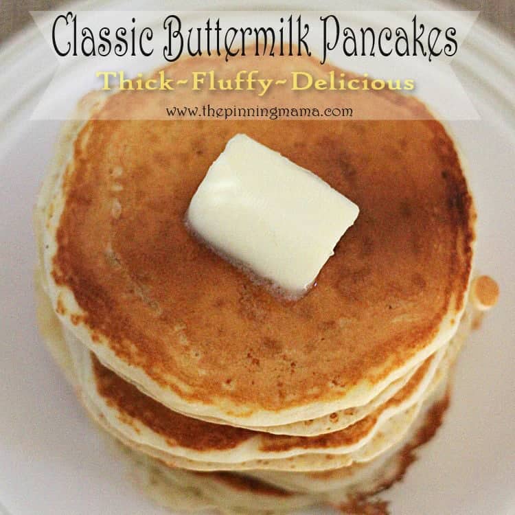 Thick and Fluffy Classic Buttermilk Pancakes Recipe by www.thepinningmama.com