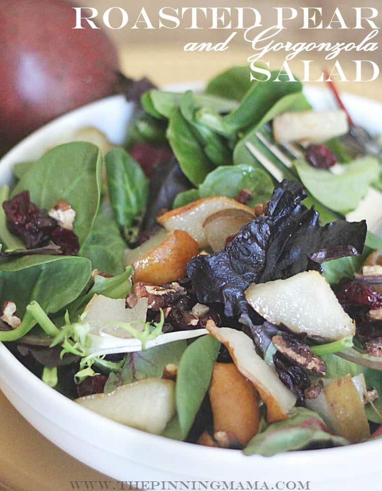 Pear and Gorgonzola Salad recipe via The Pinning Mama
