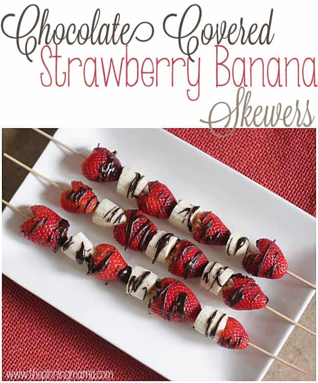 Perfect Light and refreshing dessert for Spring and Summer -- Chocolate Covered Strawberry and Banana Skewers by www.thepinningmama.com