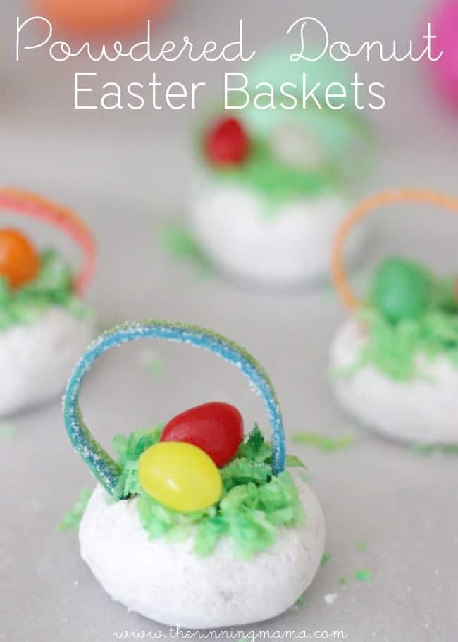 Powdered Donut Easter Basket Treats - click for easy tutorial
