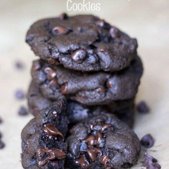 Thick & Chewy Double Chocolate Chip Cookies - Click here for recipe!