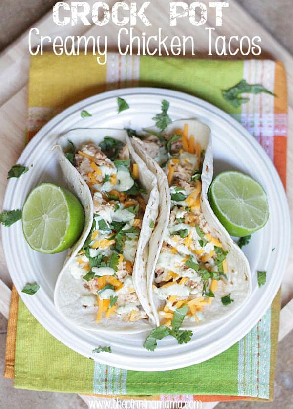 Crock Pot Creamy Chicken Tacos made with only 3 ingredients! Click here for recipe!