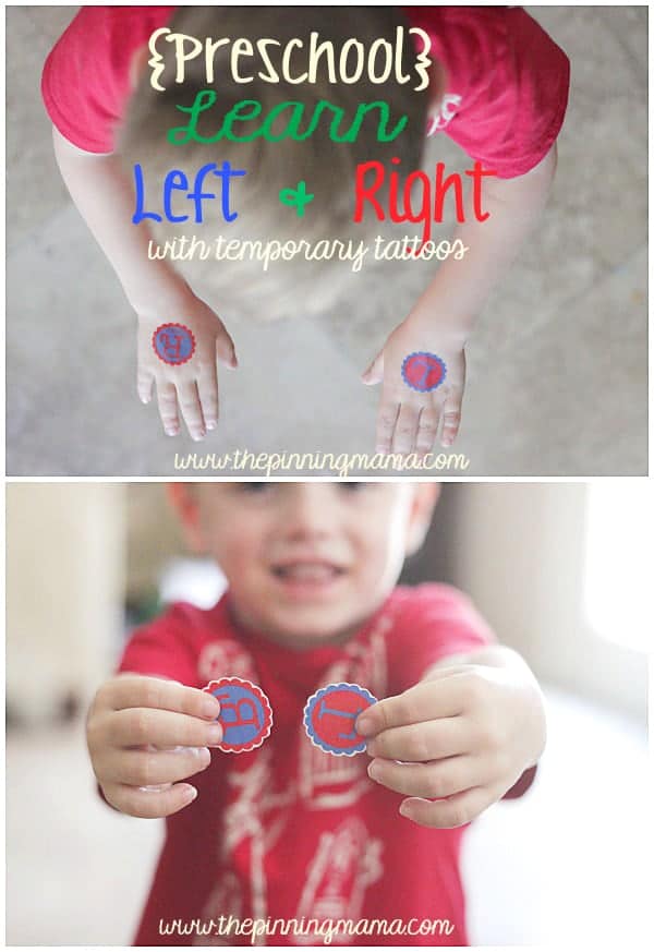 {Preschool} Learn Left & Right with Custom Temporary Tattoo + Silhouette Cameo Sale and Promo Code