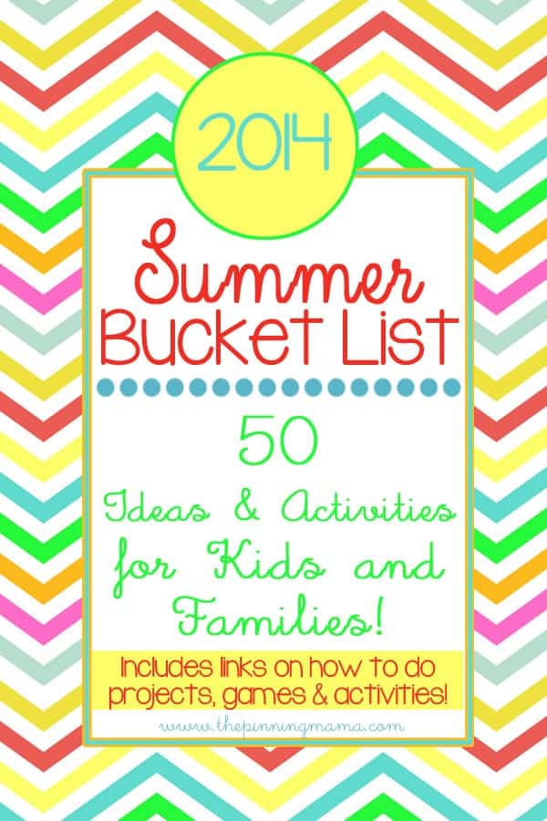 Summer Bucket List *2014* 50 Summer ideas & activities for kids and families. Click to download free printable checklist!