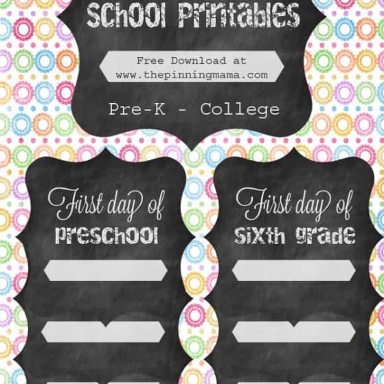 First Day of School Free Printable Sign at www.thepinningmama.com