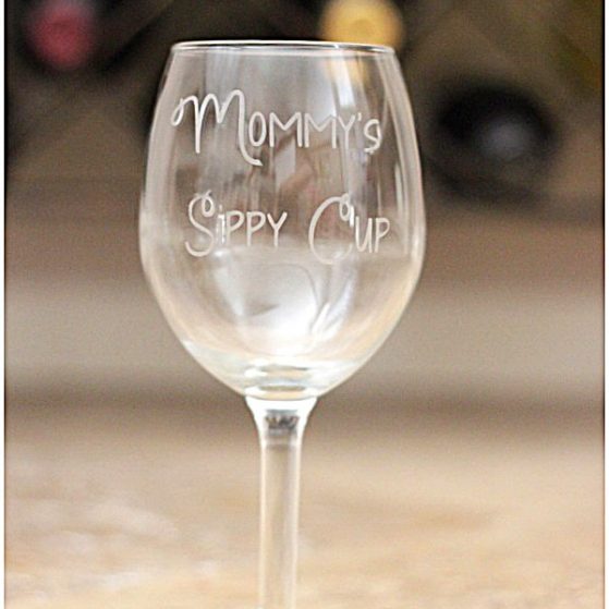 DIY Etched Glass Mommy's Sippy Cup Wine Glass + Silhouette Cameo Discount and Promo Coupon Code