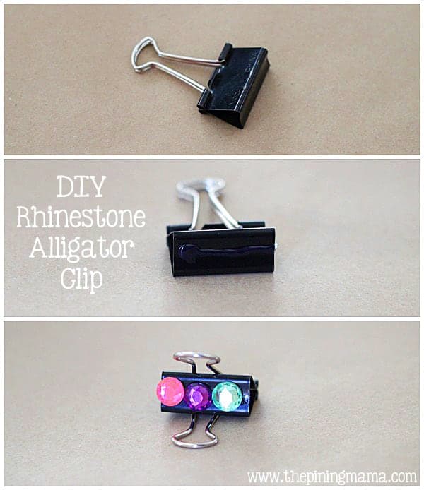 DIY Rhinestone alligator clips plus 12 other easy rhinestone projects!