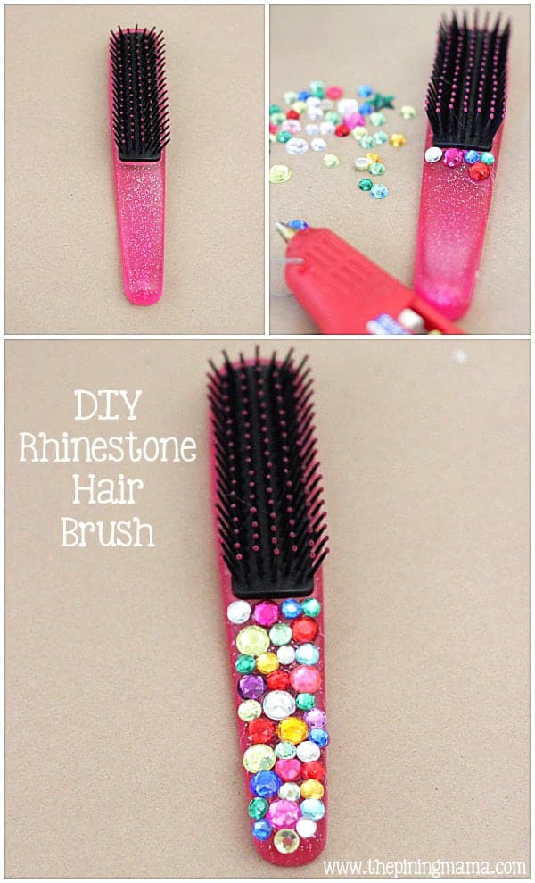 DIY Rhinestone hair brush plus 12 other easy rhinestone projects!