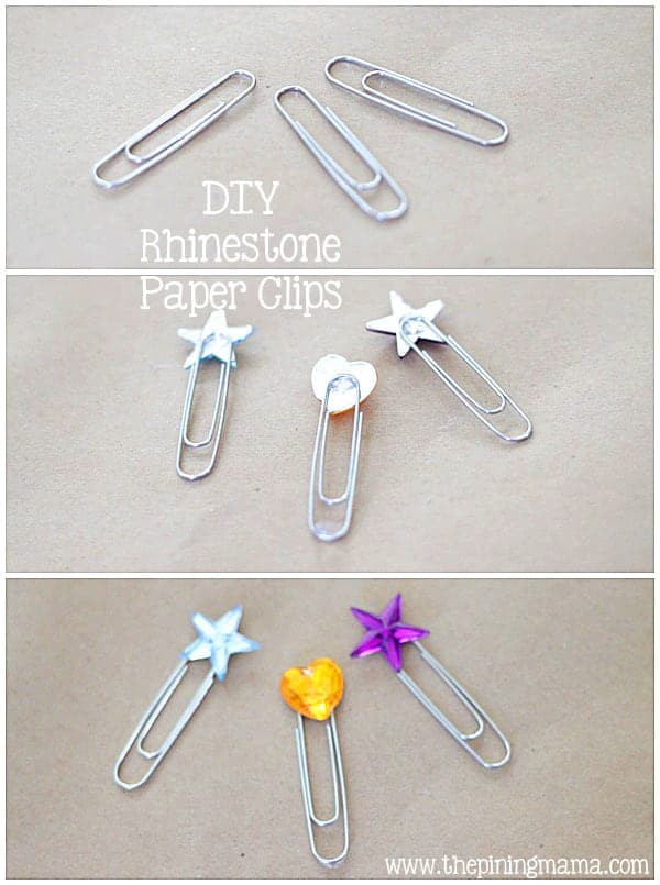 DIY Rhinestone paper clips plus 12 other easy rhinestone projects!
