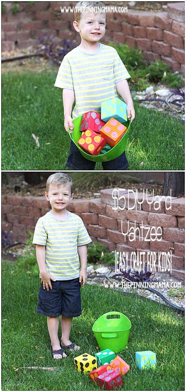 These DIY Yard Dice make playing games like yahtzee a fun outdoor family activity for the summer!