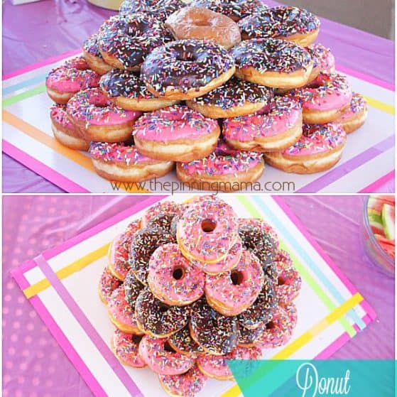 DIY Donut Cake for a Donut Themed Birthday Party! So Easy!