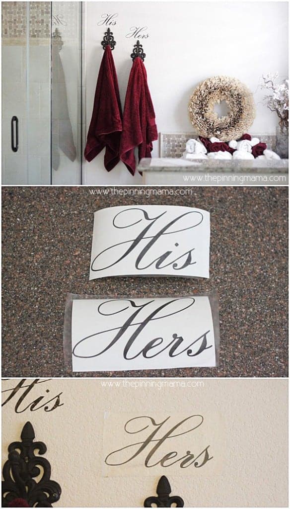 His & Hers labeled towel hooks - love this!