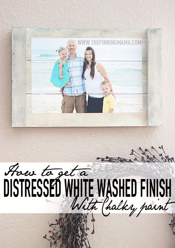 How to get a distressed white washed finish on any wooden surface with this chalky paint technique!
