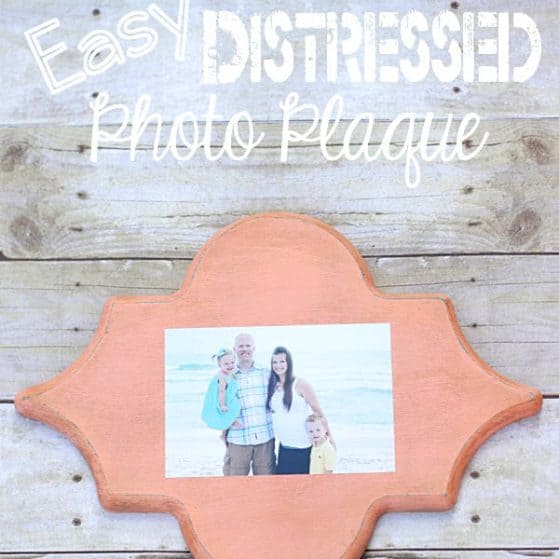 Use a unfinished wooden plaque to make a stunning photo frame for a fraction of what you would pay for one in stores!