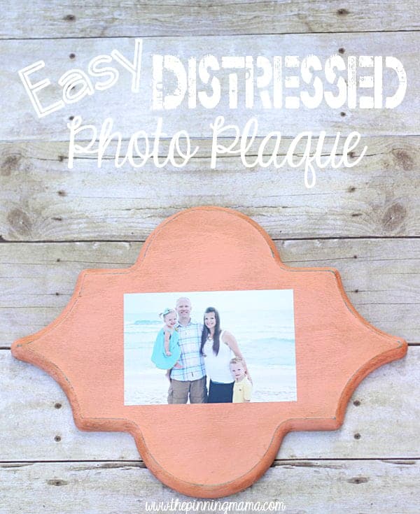 Use a unfinished wooden plaque to make a stunning photo frame for a fraction of what you would pay for one in stores!