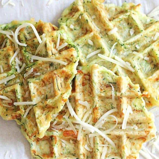 Make eating veggies fun with these delicious zucchini parmesan waffles the whole family will gobble up!