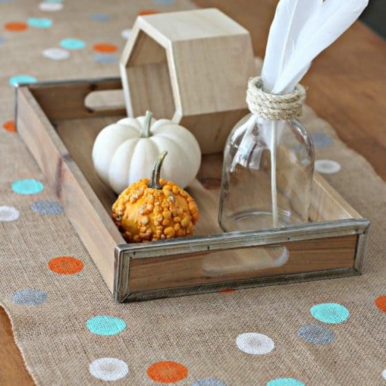 Easy Fall Decor you can do in 30 minutes! Polka Dot Burlap Table Runner