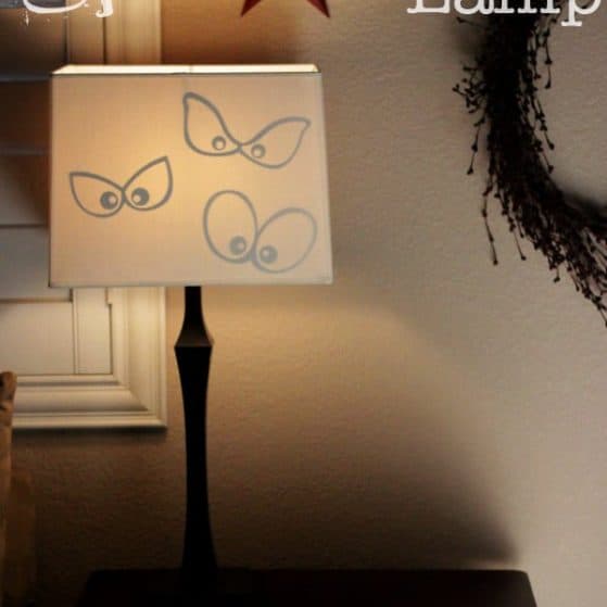 What a fun Halloween decoration! As the lamps come on the spooky eyes appear!