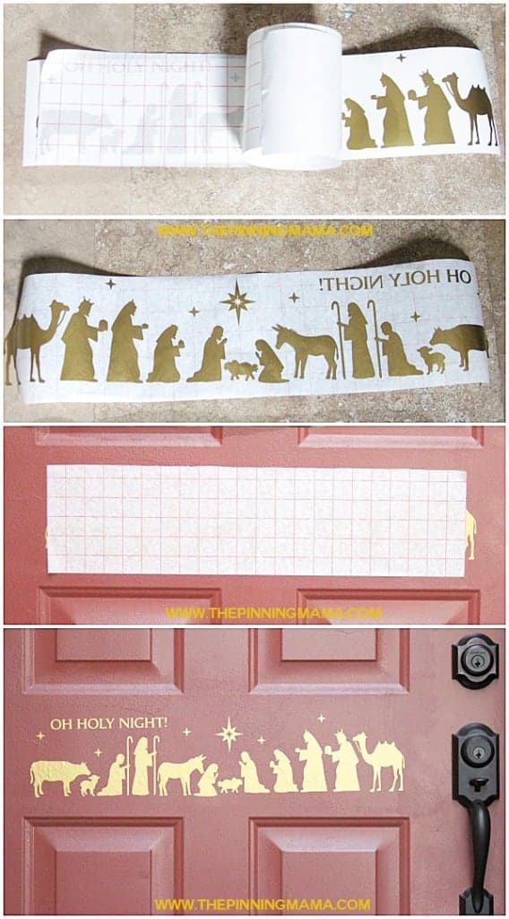 How adorable is this Nativity scene on the door!? Love this idea!