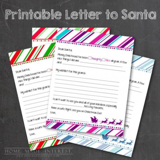 Christmas is right around the corner and everyone is asking what the kids want this year. Help them write their letters to Santa with this free printable. You can choose from 4 different colors.