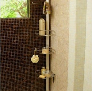 Great way to organize shower stuff in the bathroom! Lots of bathroom organization ideas on thepinningmama.com