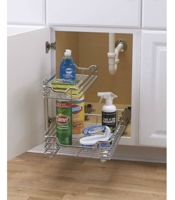 Cool! The drawers are configurable to go around the pipes under your cabinet!