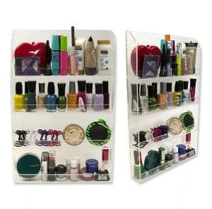 Great way to organize nail polish in the bathroom! Lots of bathroom organization ideas on thepinningmama.com